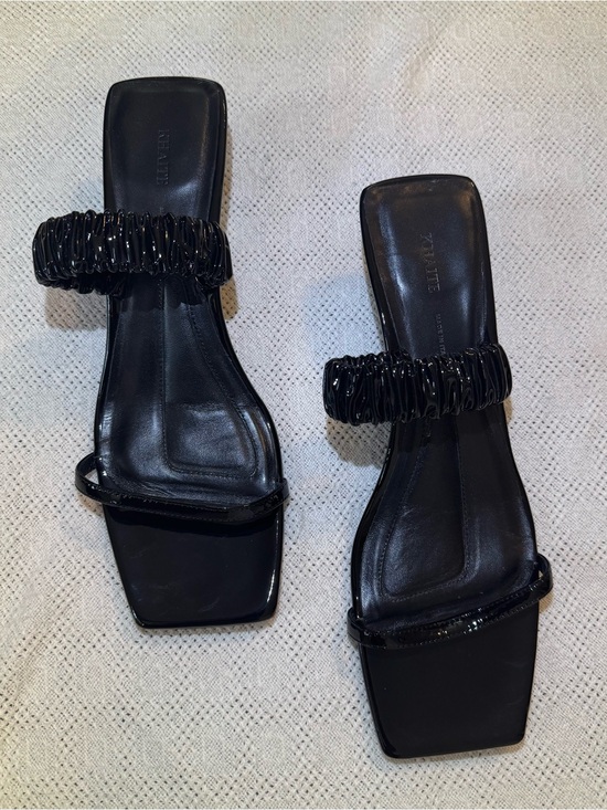 KHAITE Shoes - Khaite Georgia Kitten Heel Satin Slide Sandals Size 38.5 US 8-8.5